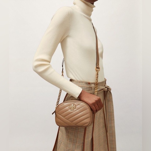 NWT Tory Burch Kira Chevron Small Camera Crossbody Bag Classic Taupe Leather - Picture 15 of 16